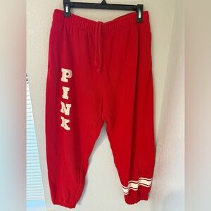 PINK Victoria's Secret Red Fleece Joggers